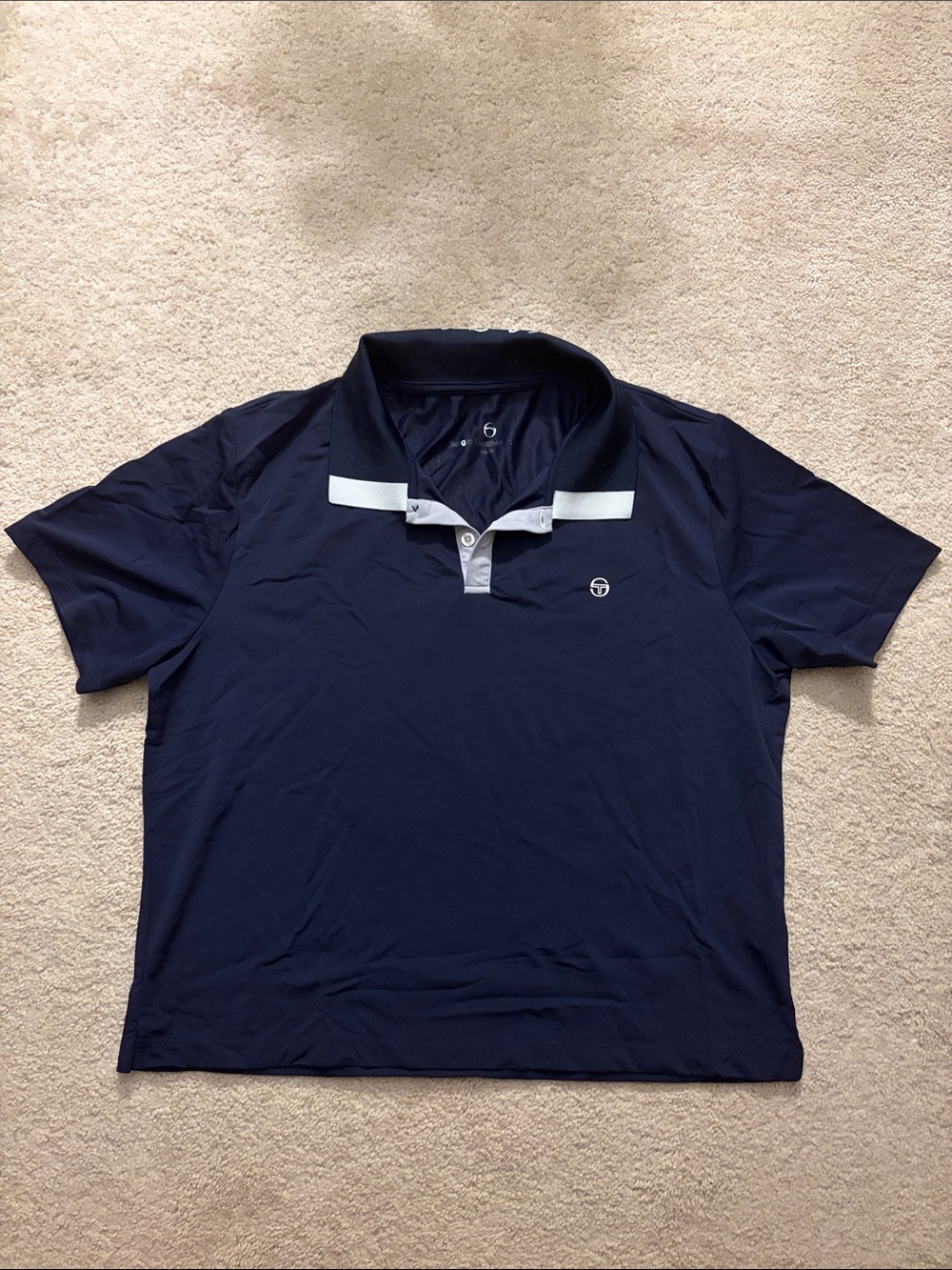 Sergio Tacchini Navy Crop Polo with White Contrast Trim